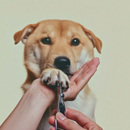 A dog's paw held for a nail trim